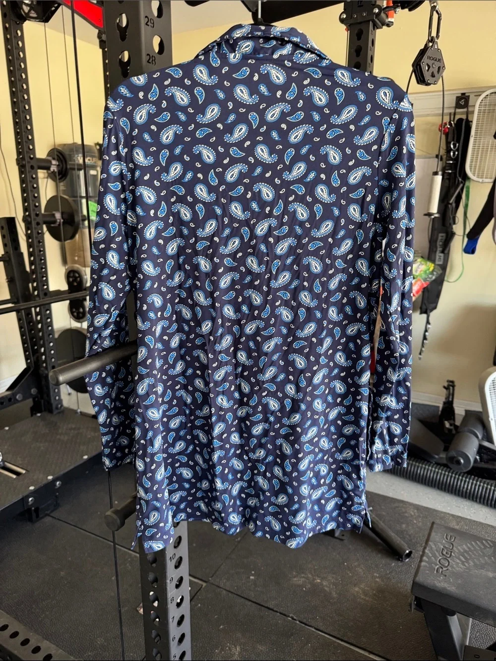 Lands' End Navy Blue Paisley Swim SPF coverup size Medium